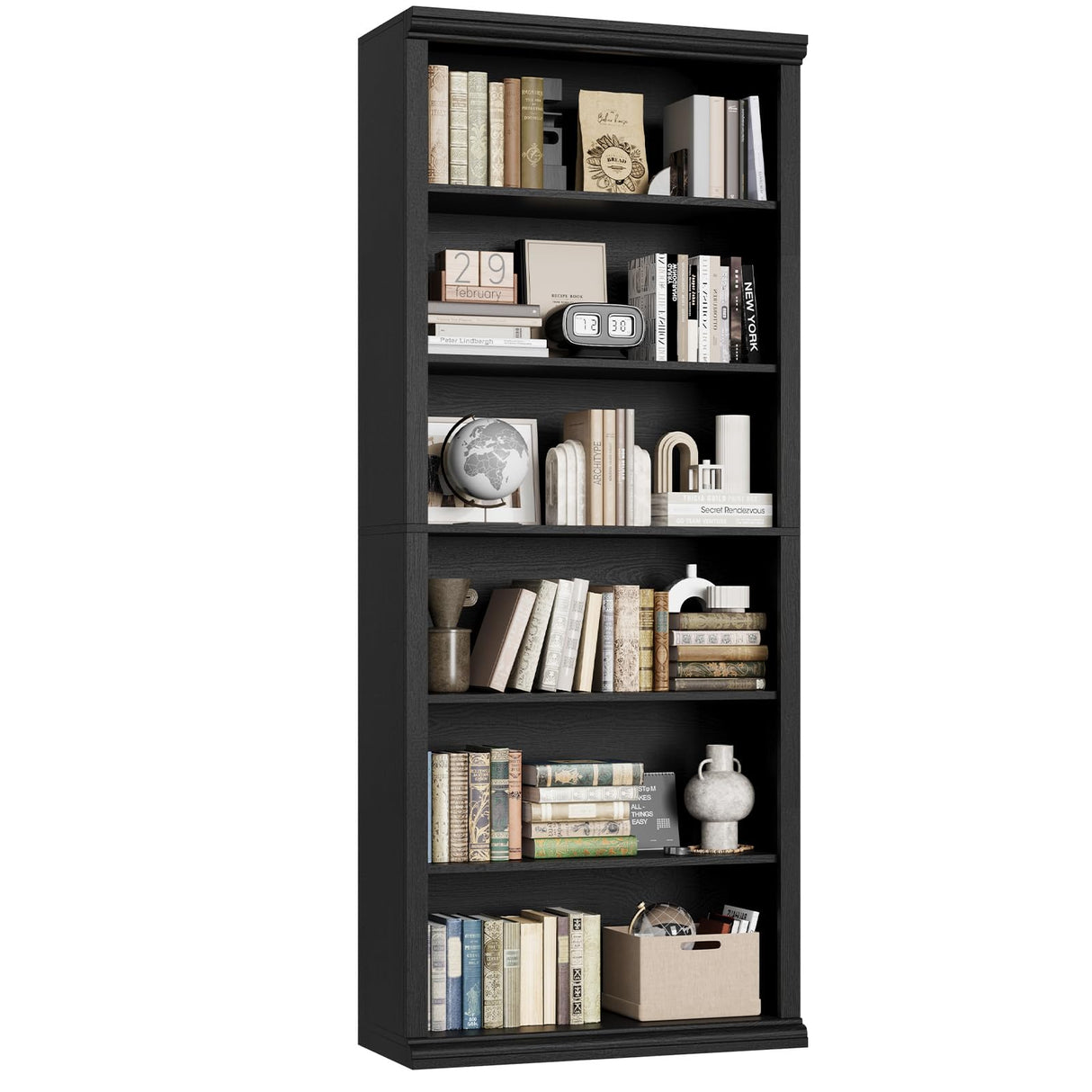 Bookcase and Bookshelves, 28" W Tall Bookshelf with Elegant Design