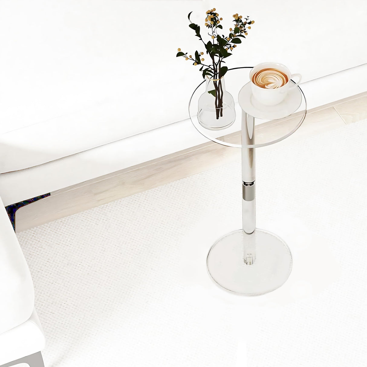 Small Drink Table,Acrylic Side Table,Small Pedestal Side Table Suitable for Small Spaces