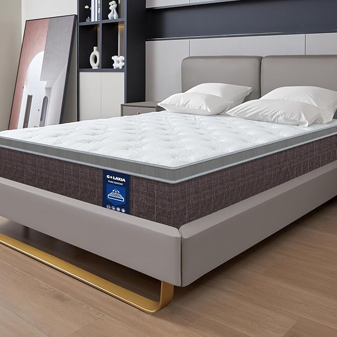 12 Inch White Queen Spring Mattress,Medium Firm with Gel Memory Foam,Individually Pocketed Coil