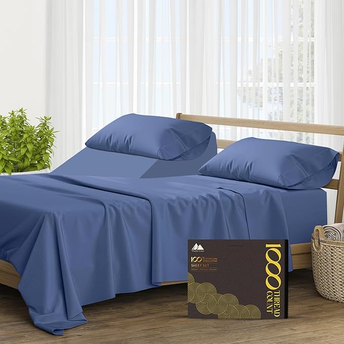 100% Pure Egyptian Cotton Sheets Queen Size - 1000 High Thread Count Sheets