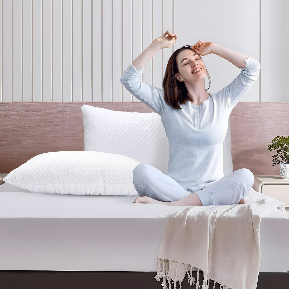 Shredded Memory Foam Pillows Queen Size 2 Pack, Cooling Sleep Bed Pillows, Adjustable