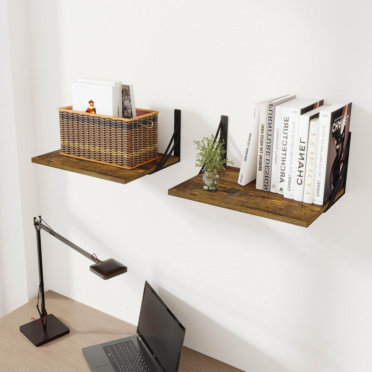 Deep Floating Shelves, 12 Inch Deep Floating Wall Shelves, Sturdy Engineered Wood Shelves