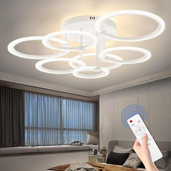 Modern LED Ceiling Light 7 Rings Dimmable Ceiling Light Fixtures