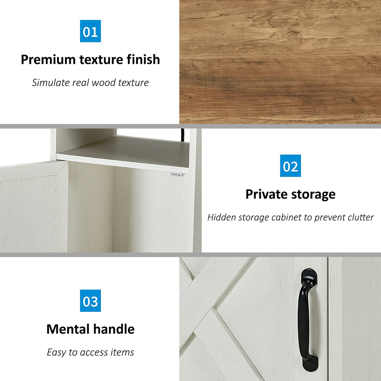 3-Piece Farmhouse Table Set includes Coffee Table& Two End Tables, Side Table