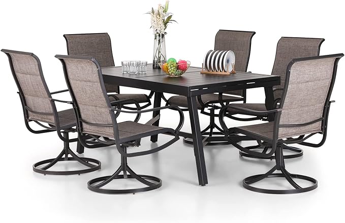 9 PCS Patio Dining Set, Outdoor Table and Chair Set with 8 Swivel Dining Chair