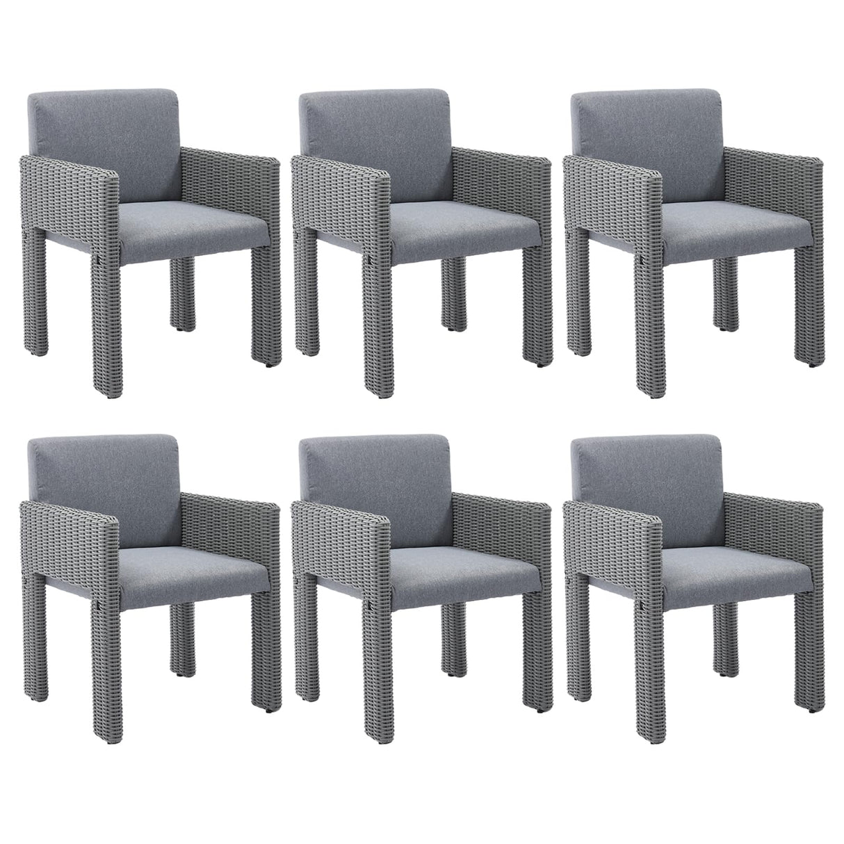 Patio Dining Chair Set of 6, Wicker Patio Dining Chairs with Armrest