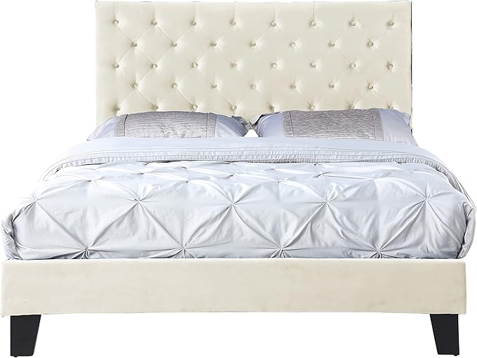 Tufted Platform Bed Frame with Reinforced Corner Blocked