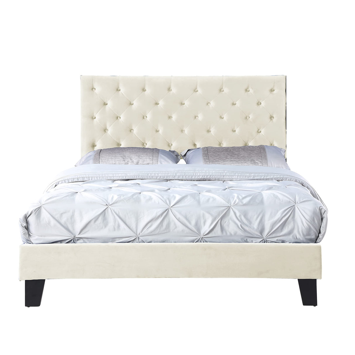 Tufted Platform Bed Frame with Reinforced Corner Blocked