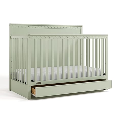 5-in-1 Convertible Crib with Storage Drawer (Hazelnut) – GREENGUARD Gold Certified Baby