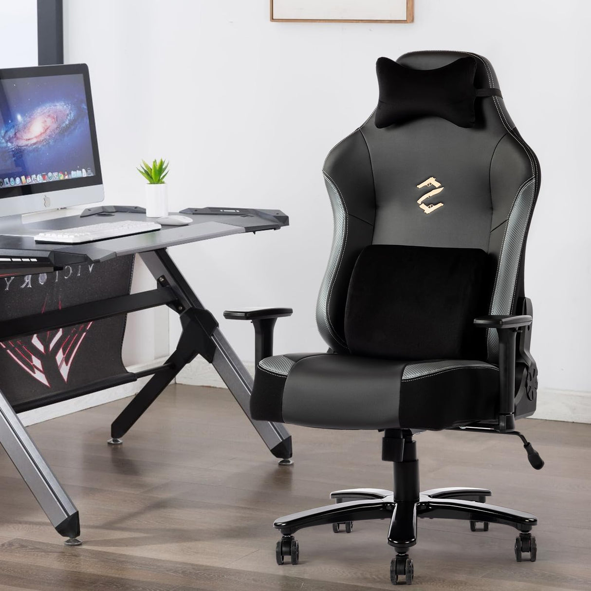 Big and Tall Gaming Chair 400lb Massage Memory Foam Gaming Chair