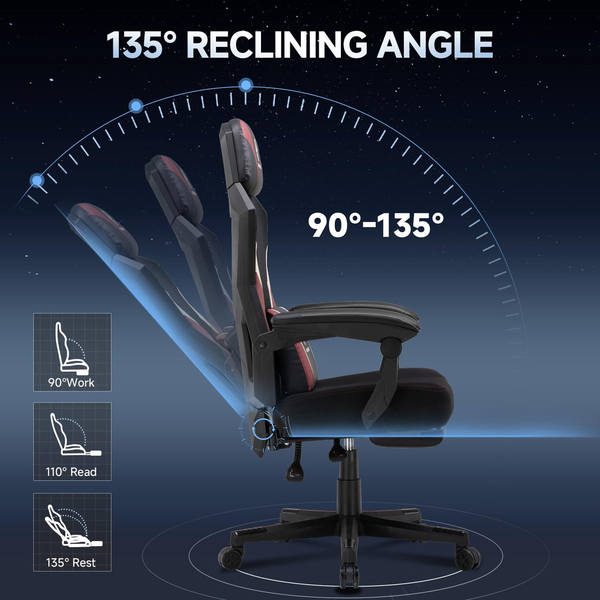 Ergonomic Mesh Gaming Chair with Footrest - High-Back Reclining Office Chair