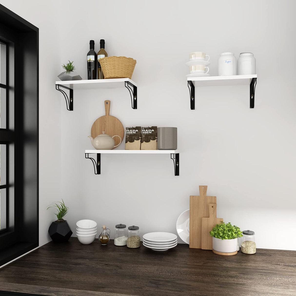 White Floating Shelves for Bedroom Set of 3 Wall Shelves for Bathroom/Living