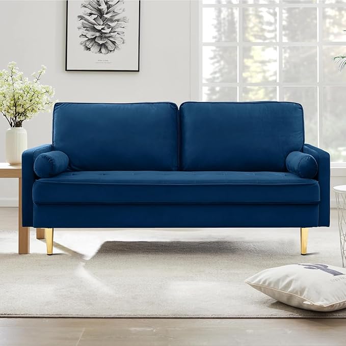 Velvet Loveseat Sofa, 66.9'' Mid Century Modern Small Love Seats