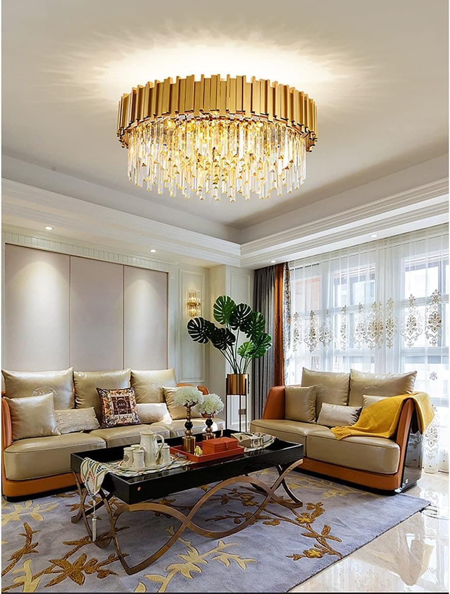 Chandelier, Luxury Gold Plated 10-Light LED Pendant, Vintage Style for Living Room, Dining