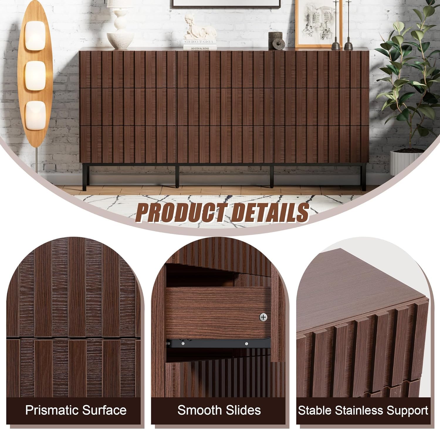 Mid Century Modern Dresser,Dark Wood Dresser for Bedroom