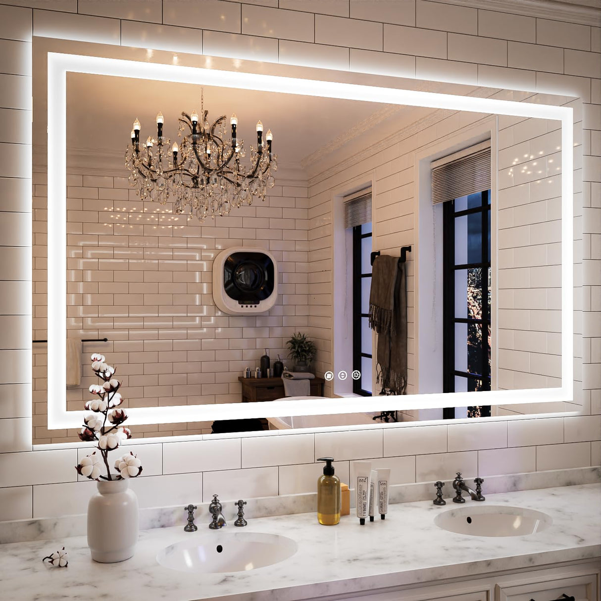 60x36 LED Bathroom Mirror - Front & Backlit Vanity Mirror with Anti-Fog