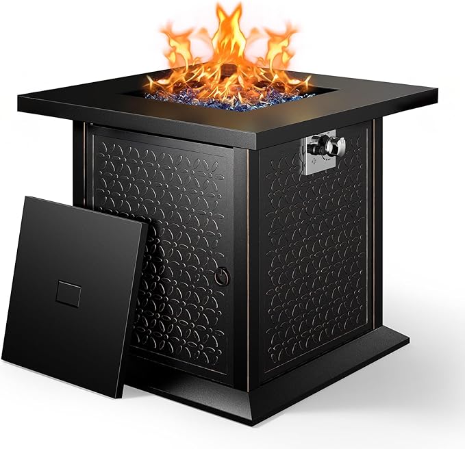 42 Inch Gas Fire Pit Table, 60,000 BTU Propane Pits for Outside