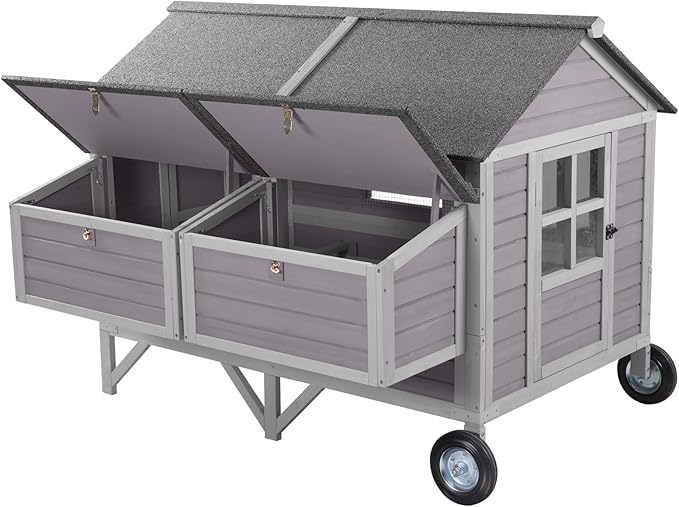 CluckMover Mobile Chicken Coop – Wooden Hutch with Wheels & Nesting Box