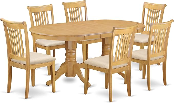 VAPO9-OAK-C 9 Piece Dining Table Set Includes an Oval Wooden Table with Butterfly Leaf