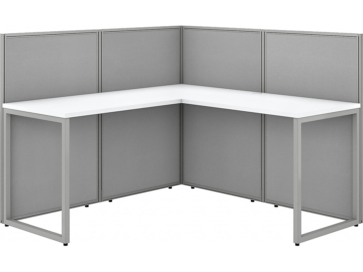 Furniture Easy Office 2 Person Cubicle Desk with File Cabinets, 60W x 45H, Pure White