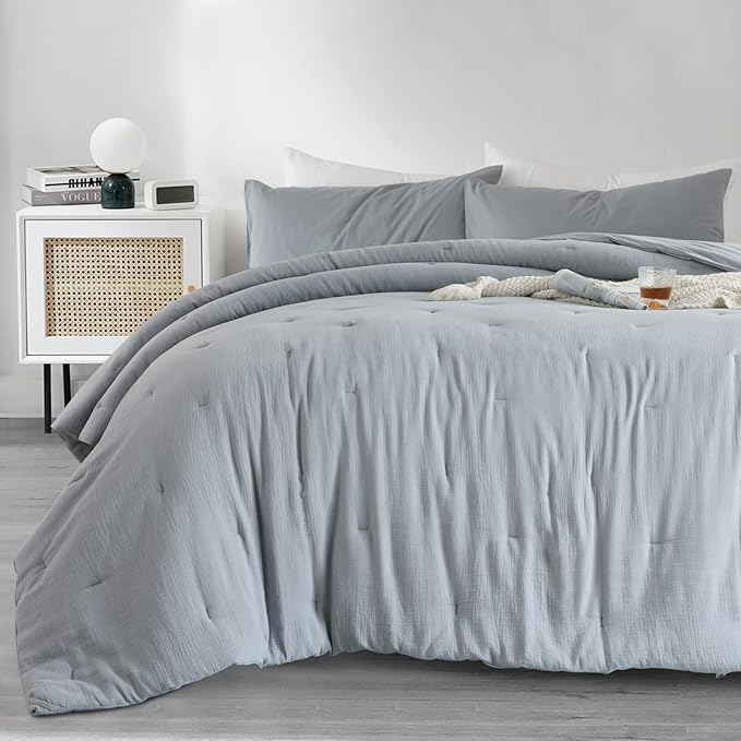 100% Cotton Muslin Comforter Oversized King 120x120, Lightweight and Breathable