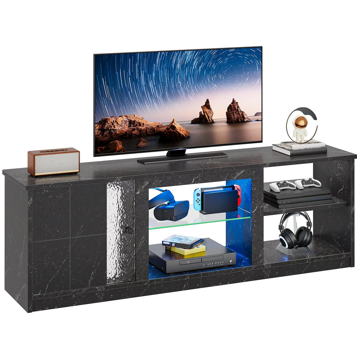 63-Inch LED TV Stand for 70/55/65 Inch TV, Black Gaming Entertainment Center