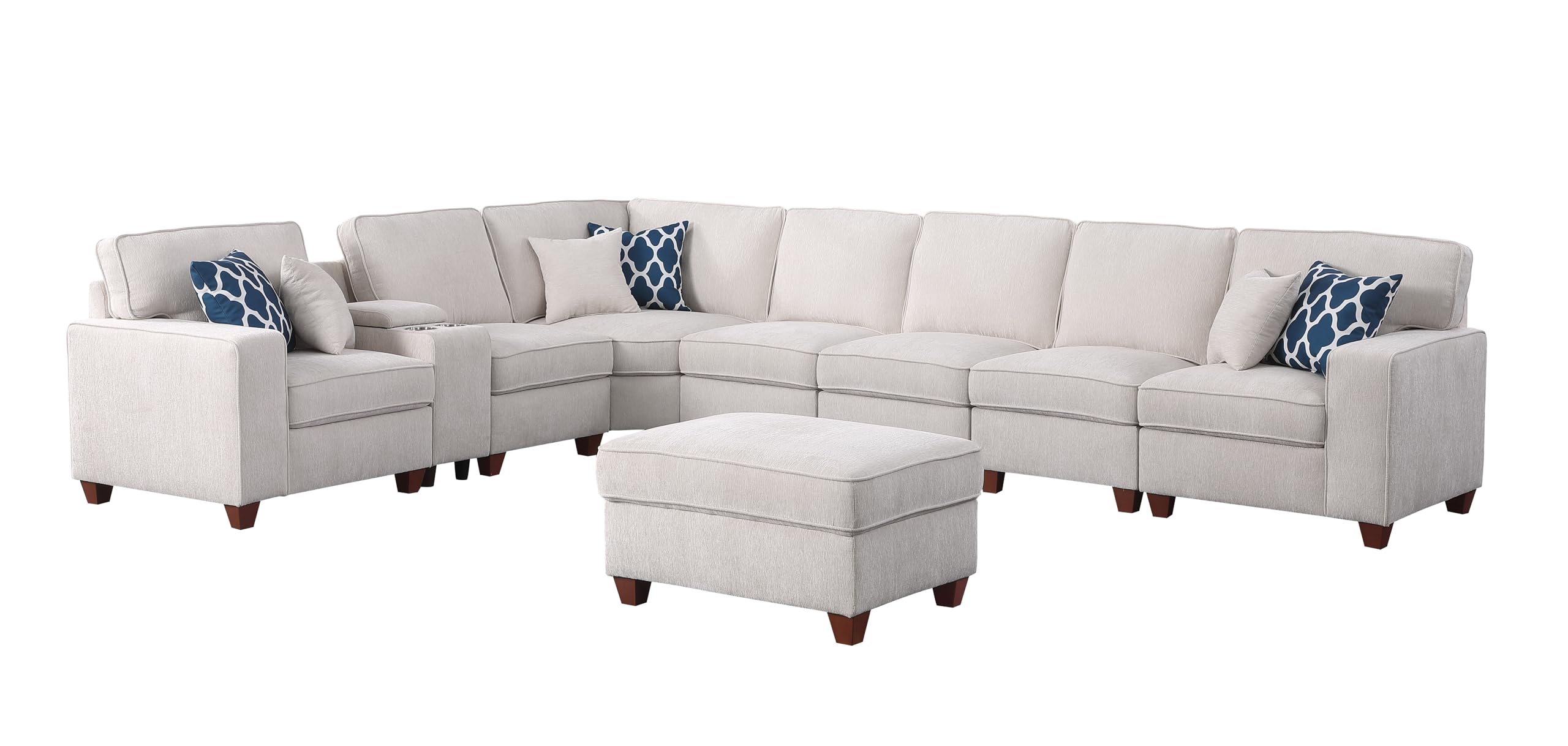 L Shape Chenille Modular Sectional Sofa with Ottoman