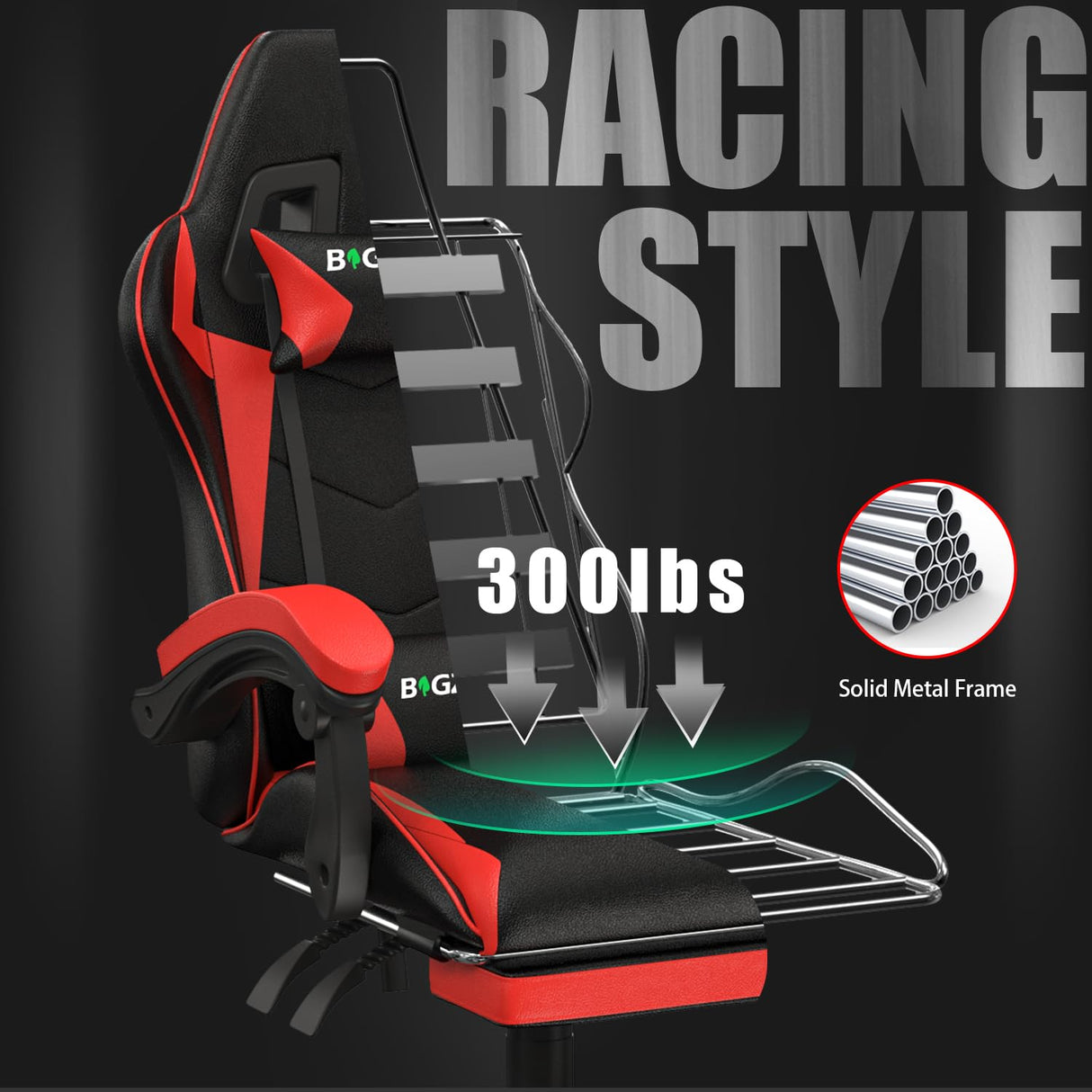 Gaming Chair with Footrest - Ergonomic High Back Reclining Computer Chair
