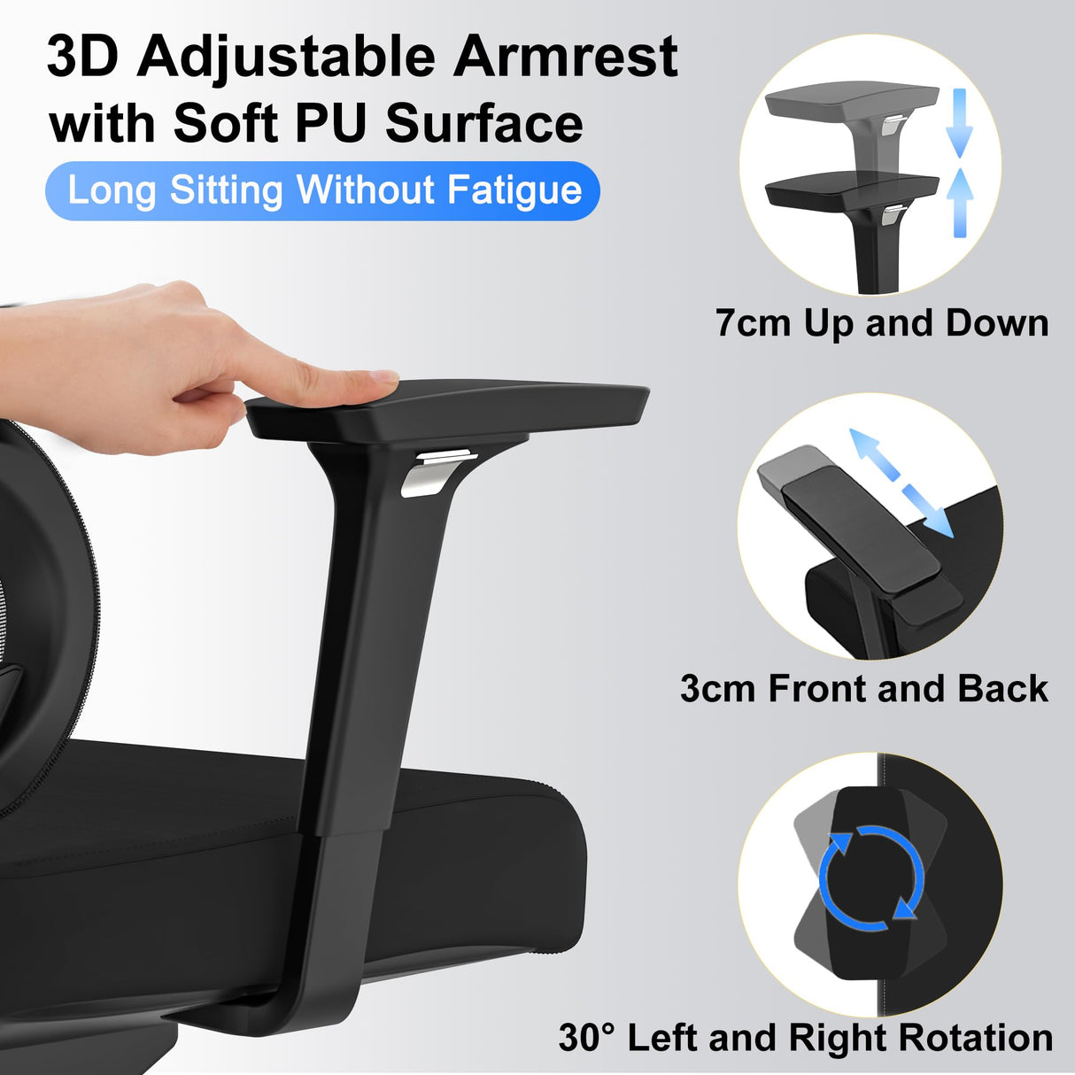 C19 Ergonomic Mesh Office Chair with Adjustable Height Lumbar Support,3D Armrest