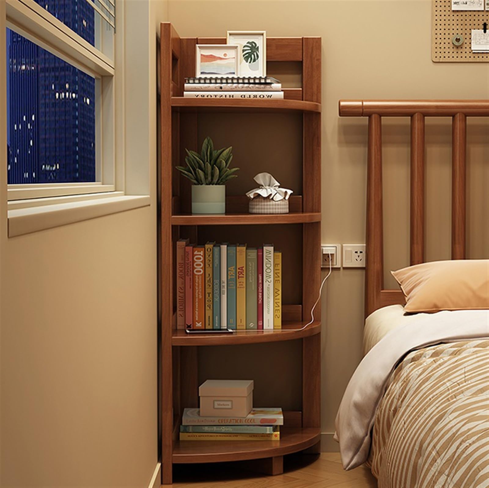 Solid Wood Bookshelf Simple Home Storage Rack Student Bedroom Bedside Bookcase