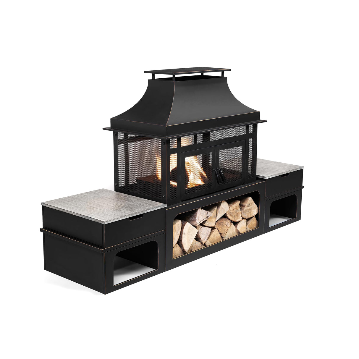Rimasco 80 - Inch Metal Wood Burner Fireplace - Bircata