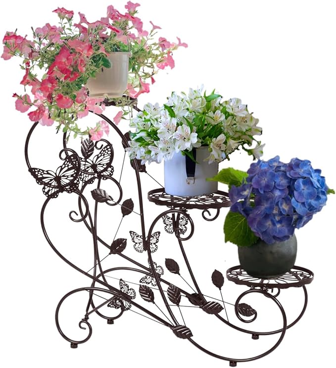 Vintage 3-Tier Metal Plant Stand – Elegant Flower Pot Holder