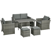 6 Piece Patio Dining Set, PE Rattan Furniture Set