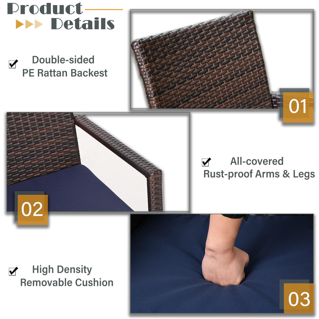 Patio Outdoor Table and Chairs Set with Umbrella Navy, Patio Dining Sets for 6