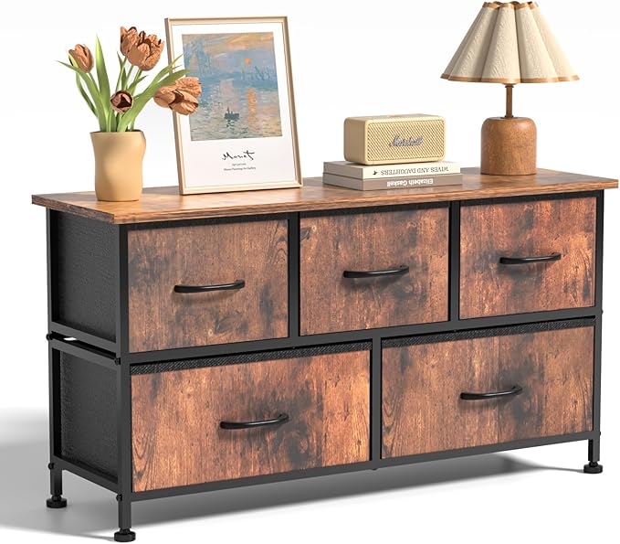 5 Drawers Dresser for Bedroom, Wide Chest of Drawers, Storage Organizer Units