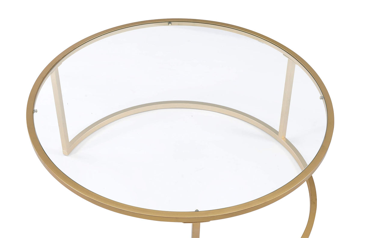 HABITRIO Coffee Table Set, 2 Pc Metal Tube Frame with Glass Top and Faux Marble Top Nesting Sofa Side Table, Fit for Living Room, Office