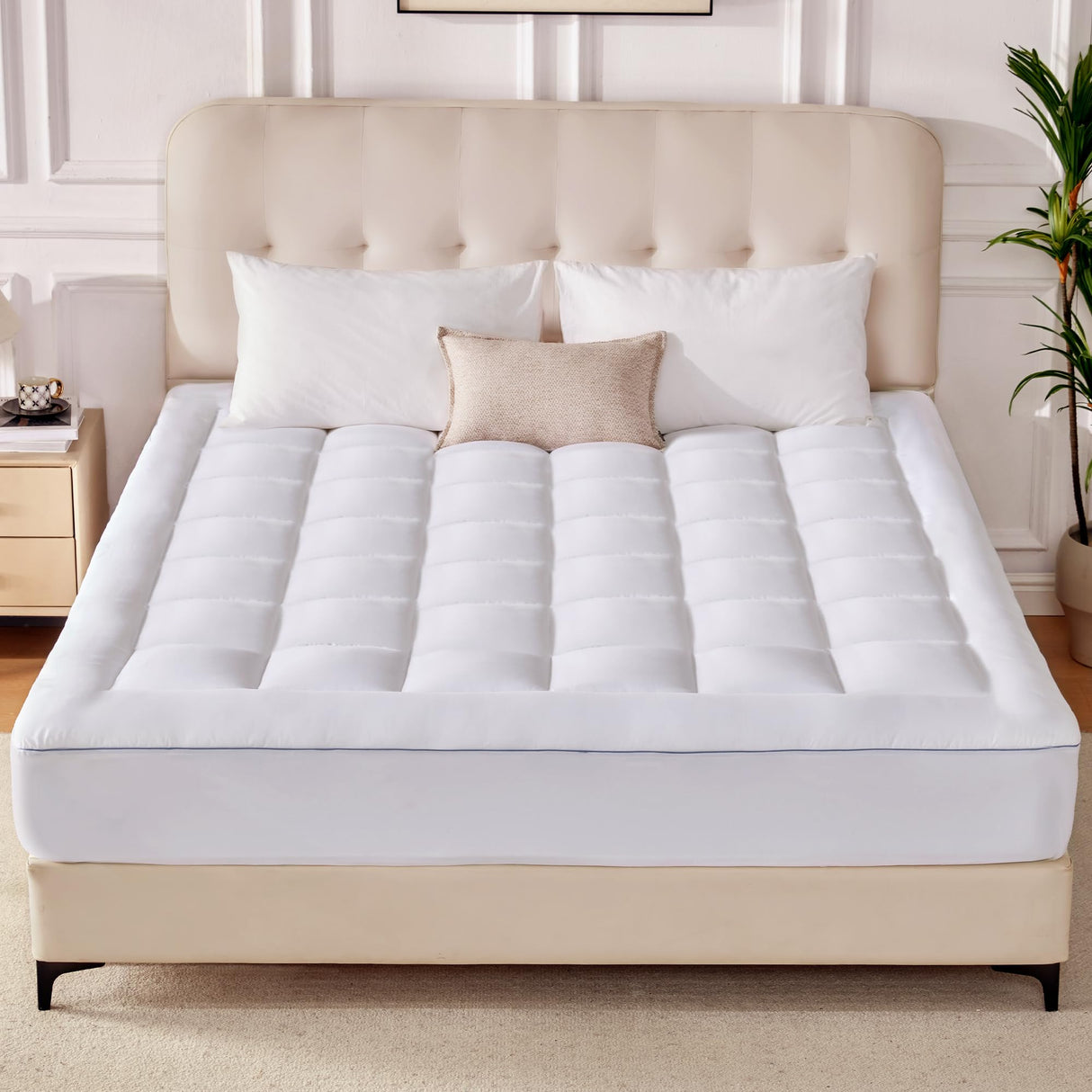 Twin Size Mattress Pad, Thick Pillow Top Mattress Topper Twin with 8-21" Deep Pocket
