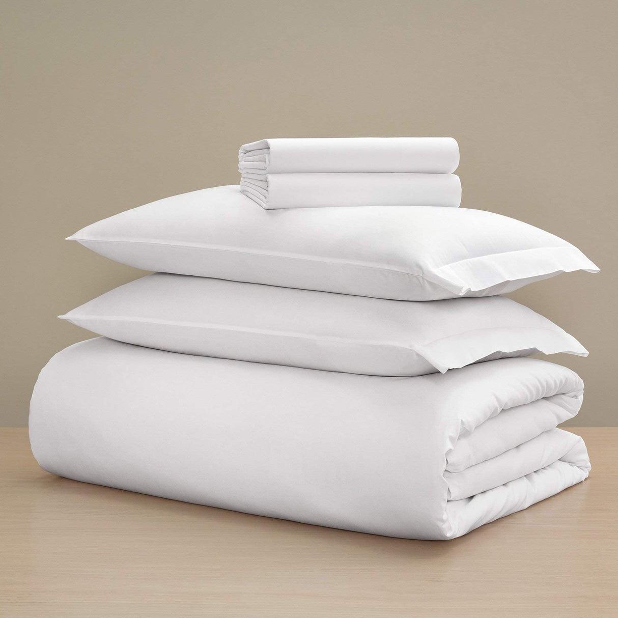 Sateen Junior Suite Bed Bundle (Queen) - Luxury All-White Bedding Bundle/Includes