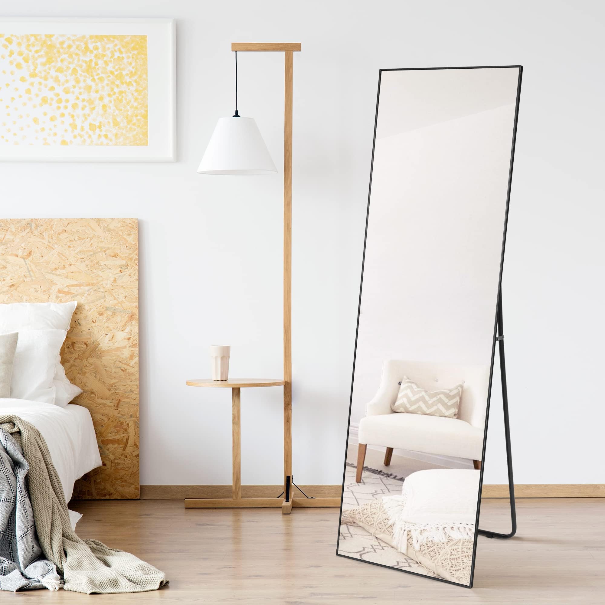 63"x20" Full Length Mirror with Stand, Large Body Mirror Hanging or Leaning Against Wall