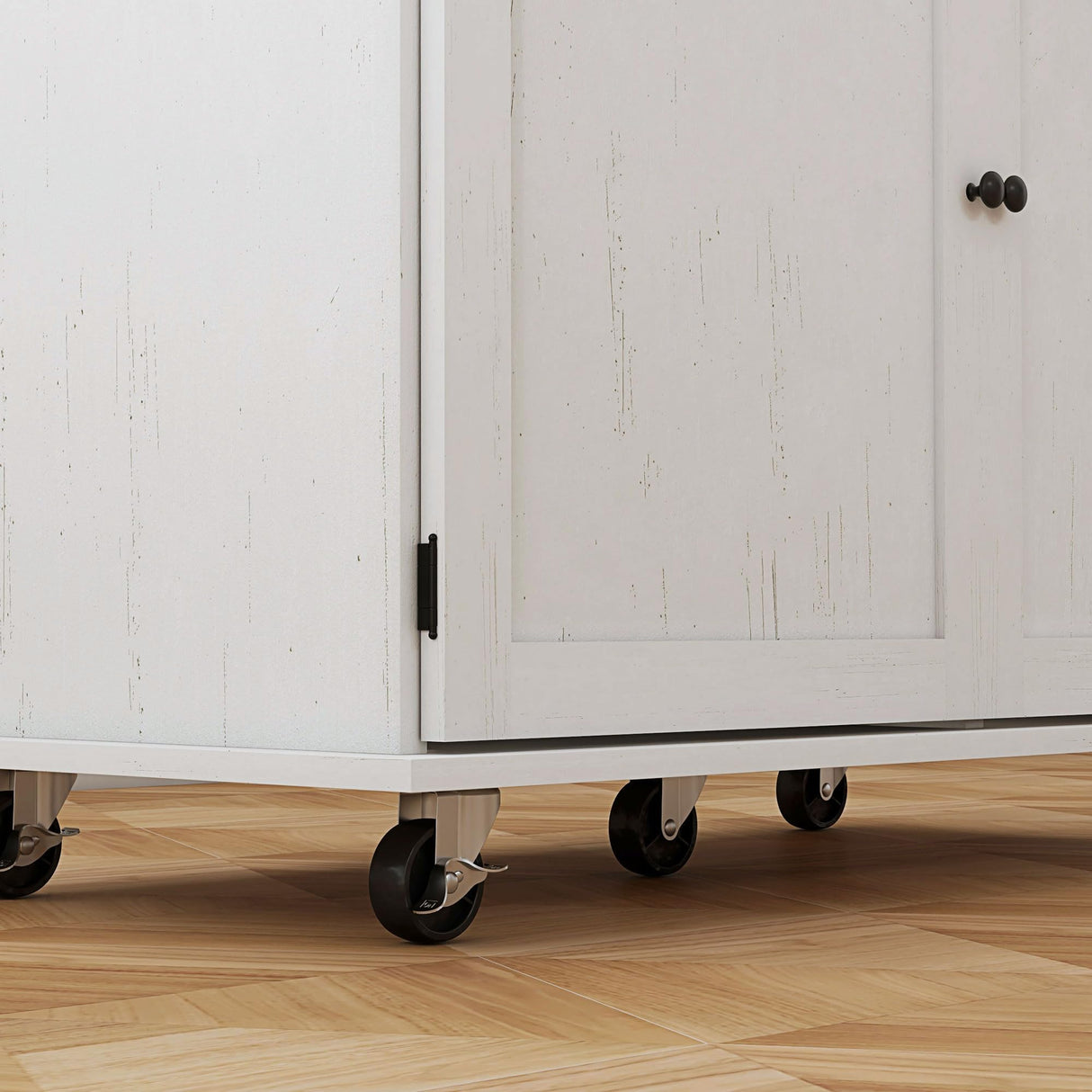 Kitchen Island with Storage, Farmhouse Rolling Kitchen Island Cart on Wheels