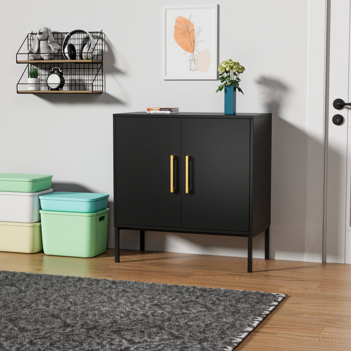 Accent Storage Cabinet with Doors and Adjustable Shelf