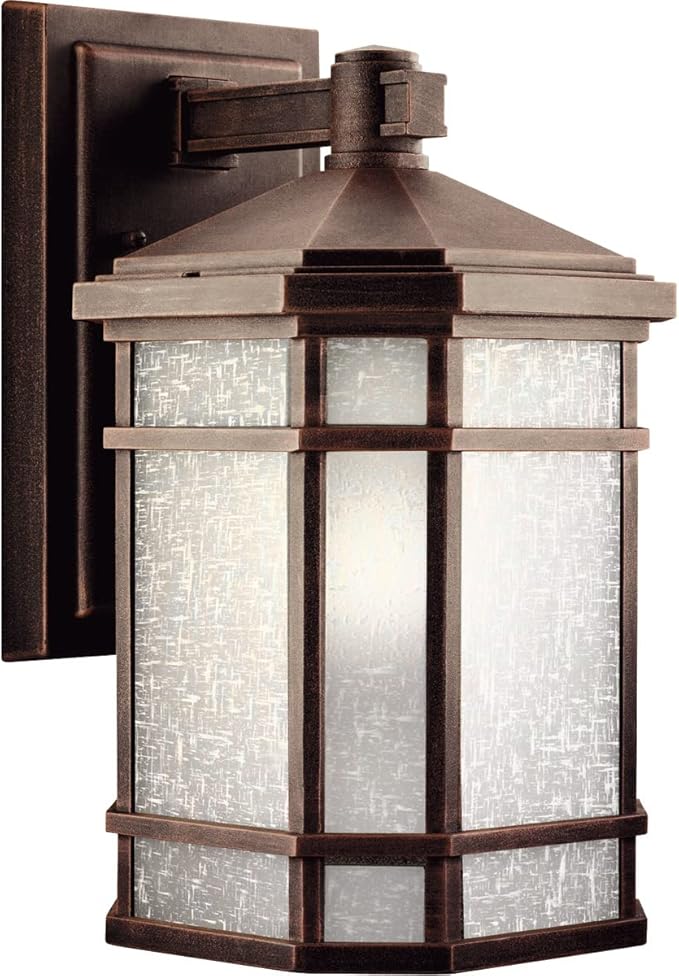 Cameron 10.75" 1 Light Outdoor Wall Light with Etched Linen Glass in Prairie Rock