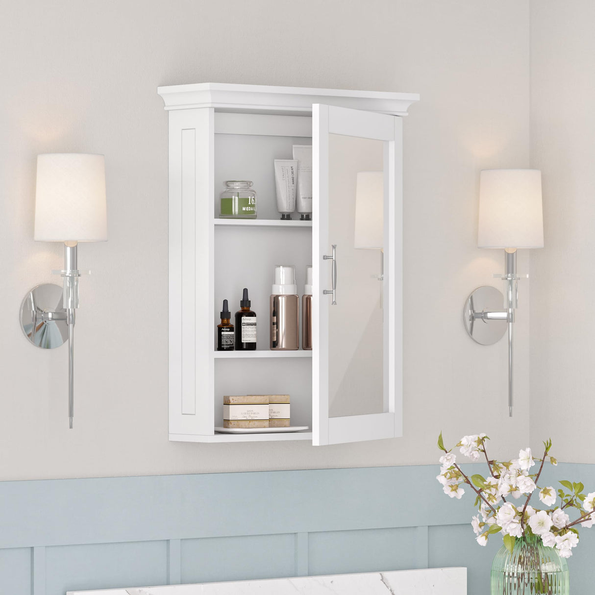 Somerset Wall Cabinet with Mirror Medicine Cabinet with Soft-Close Hinges
