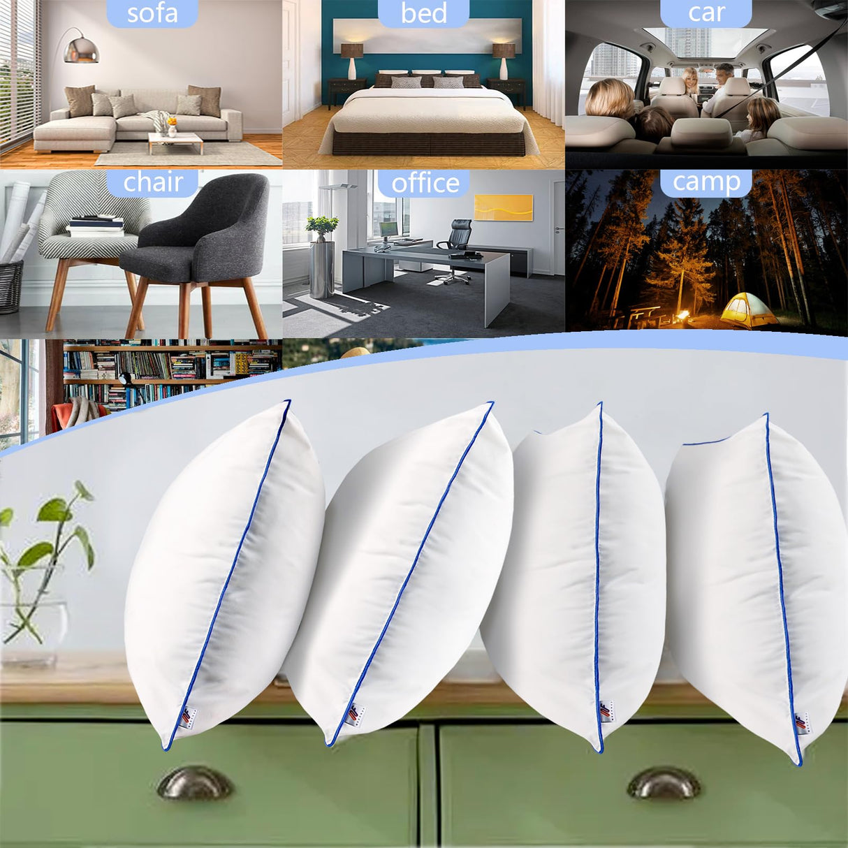 18x18 Pillow Inserts Set of 2 Indoor Decorative Bed and Couch Square Soft Throw Pillow