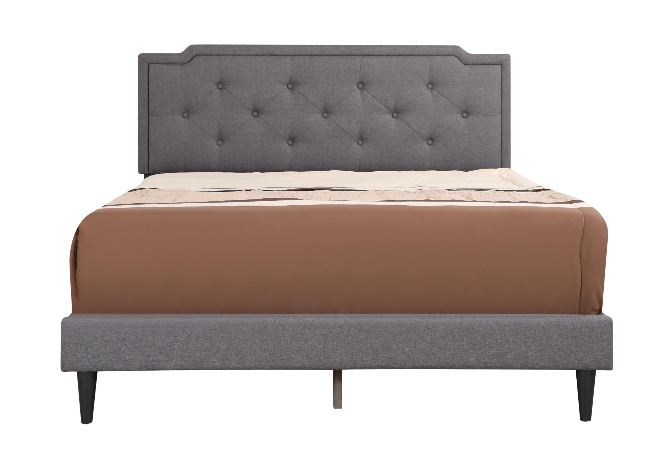 Stylish Casual Gray Queen Bed Frame, Comfortable Design