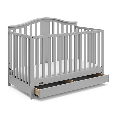 4-in-1 Convertible Crib with Drawer (Espresso) – GREENGUARD Gold Certified, Crib with Drawer Combo, Includes Full-Size Nursery Storage Drawer, Converts to Toddler Bed and Full-Size Bed