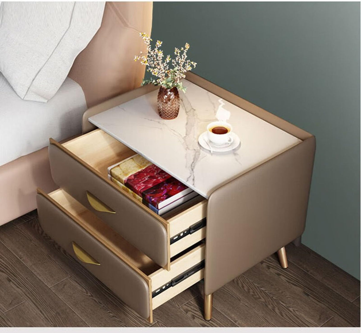 Bedside Cabinet Without Installation, Leather Bedside Cabinet