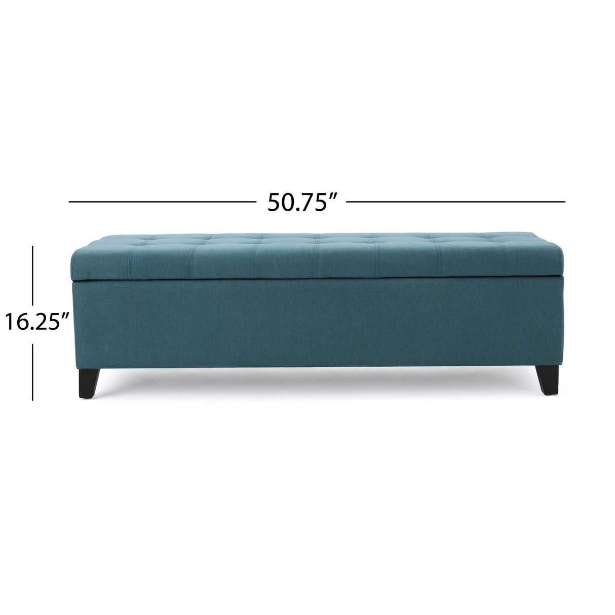 Mission Fabric Storage Ottoman, Dark Teal Dimensions: 19.25”D x 50.75”W x 16.25”H