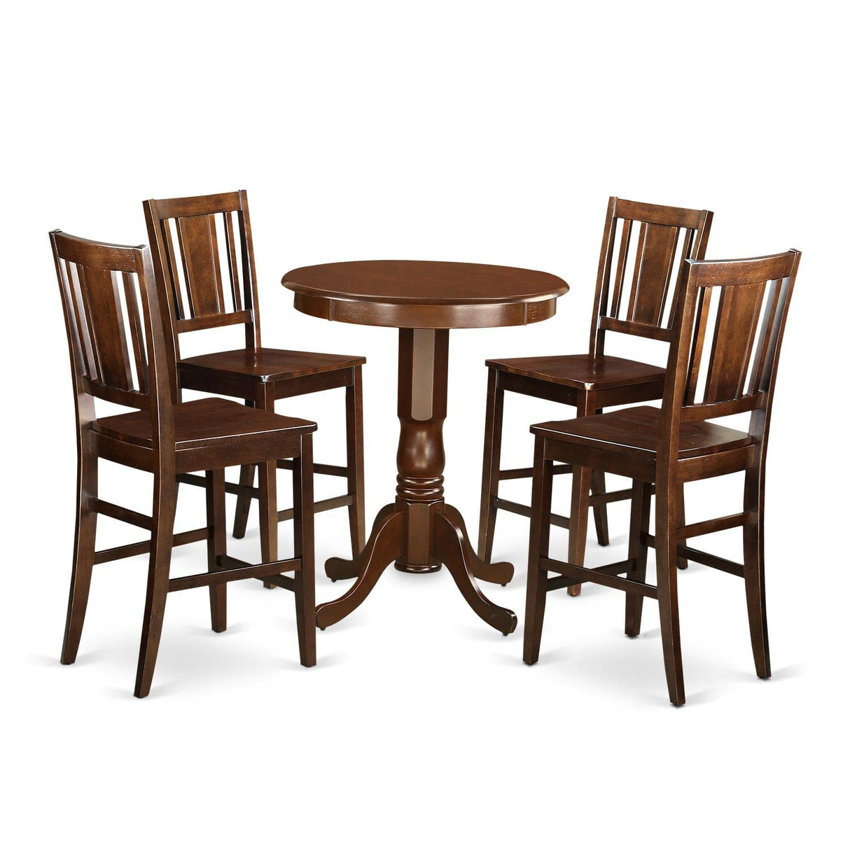 Furniture EDBU5-MAH-W 5 Piece Kitchen Counter Set Includes a Round Dining Table