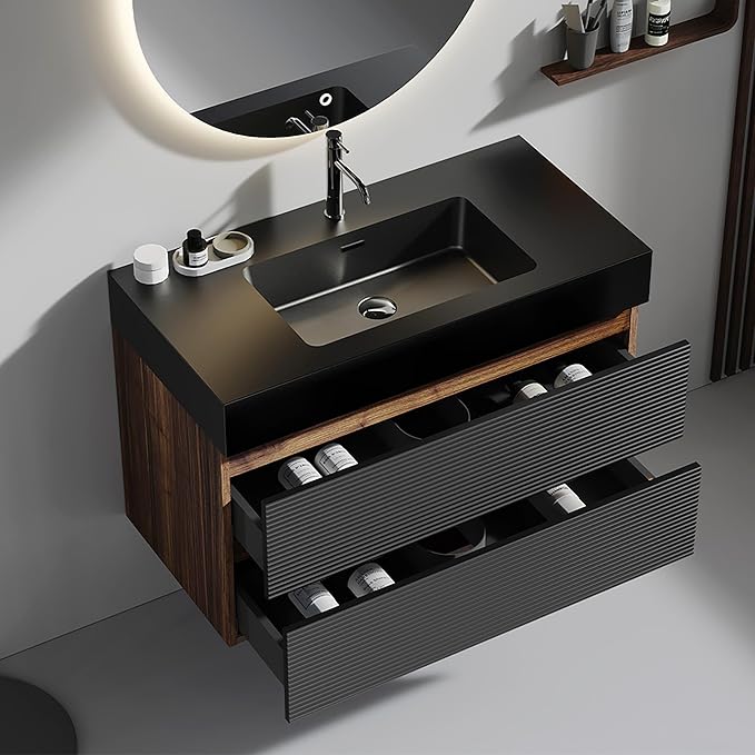 36" Bathroom Vanity with Sink, Wall Mounted Bathroom Vanity Cabinet